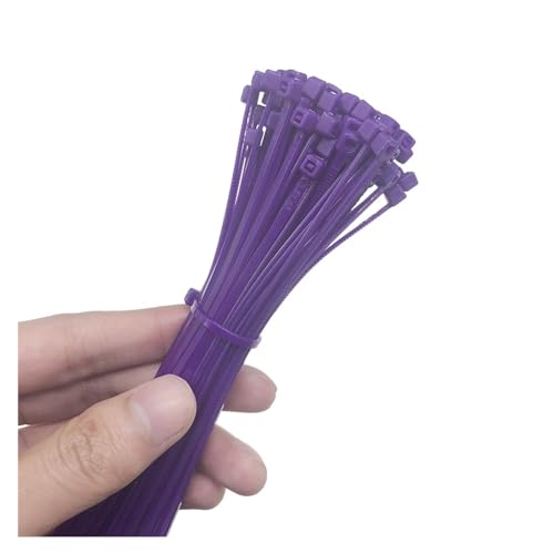 Reißverschluss Krawatten sortiert, Selbstsichernde Kabelbinder aus Nylon, 3 x 200 mm, Kunststoff, 100 Stück, Bindungswickel, Breite 2,5(Purple) von dvnFWKc