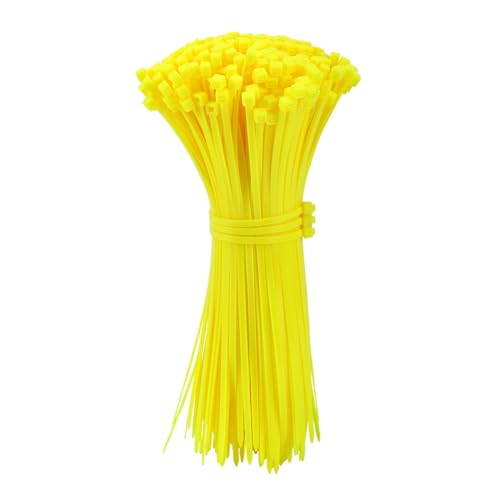 Reißverschluss Krawatten sortiert, Selbstsichernde Kabelbinder aus Nylon, for Befestigen, 100 Stück, 3 x mm ~ 5 300(Yellow,4x200mm100PCS) von dvnFWKc