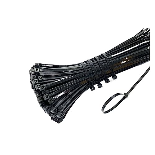 Reißverschluss Krawatten sortiert, Selbstsichernde Kunststoff-Nylon-Krawatte, 100 Stück, schwarzer Befestigungsring, Reißverschluss, Wickelgurt, Kabelsatz(5x300mm) von dvnFWKc