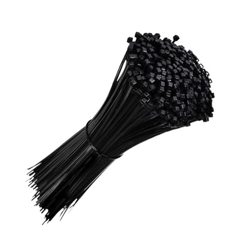 Reißverschluss Krawatten sortiert, Selbstsichernder Kunststoff-Nylon-Krawatte, 100 Stück, schwarz, Kabelhaltering, Reißverschluss, Umschläge, Gurt(8x400) von dvnFWKc