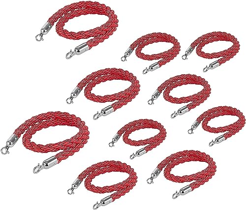 Stanchion Seil, Abgehängte Twist Seil Warteschlange Hindernis roter Teppich Seil Warteschlange Hindernis Hanf gestrickte Seil(10 Pack,100cm/40 in) von dvnFWKc
