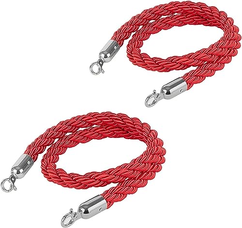 Stanchion Seil, Abgehängte Twist Seil Warteschlange Hindernis roter Teppich Seil Warteschlange Hindernis Hanf gestrickte Seil(2 Pack,80cm/31.5 in) von dvnFWKc