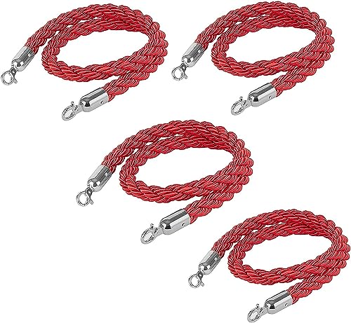Stanchion Seil, Abgehängte Twist Seil Warteschlange Hindernis roter Teppich Seil Warteschlange Hindernis Hanf gestrickte Seil(4pack,80cm/31.5 in) von dvnFWKc