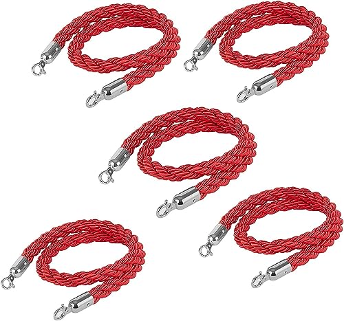 Stanchion Seil, Abgehängte Twist Seil Warteschlange Hindernis roter Teppich Seil Warteschlange Hindernis Hanf gestrickte Seil(5 Pack,80cm/31.5 in) von dvnFWKc