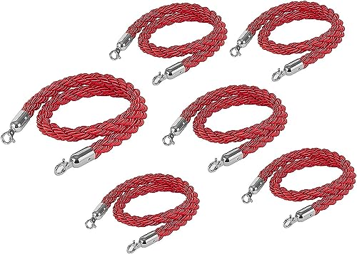 Stanchion Seil, Abgehängte Twist Seil Warteschlange Hindernis roter Teppich Seil Warteschlange Hindernis Hanf gestrickte Seil(6 Pack,100cm/40 in) von dvnFWKc