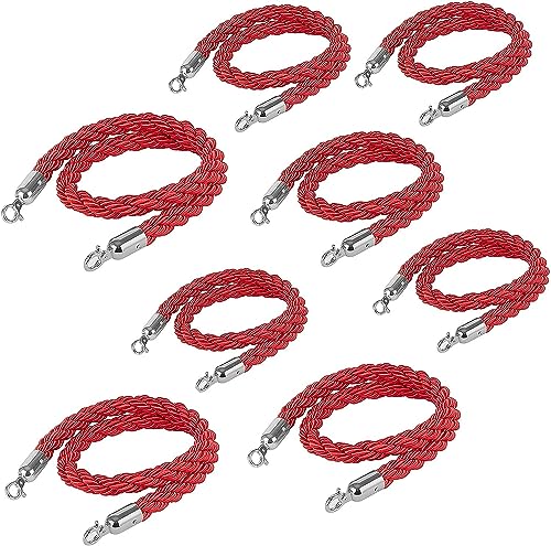 Stanchion Seil, Abgehängte Twist Seil Warteschlange Hindernis roter Teppich Seil Warteschlange Hindernis Hanf gestrickte Seil(8 Pack,80cm/31.5 in) von dvnFWKc