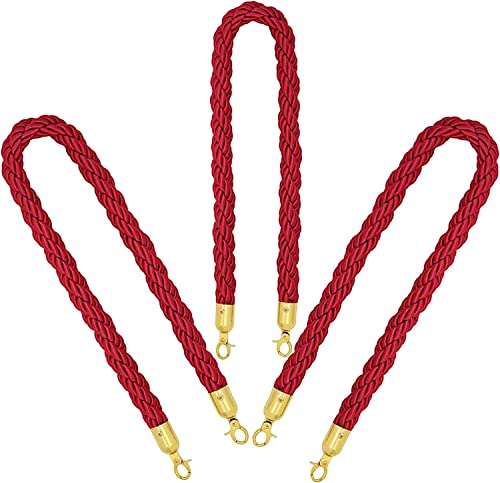 Aufgehängte, gedrehte Queue-Kontroll-Queue mit poliertem Goldhaken, gewebtes Hanfseil(3 Pack,2.5m/8.2ft) von dvnFWKc