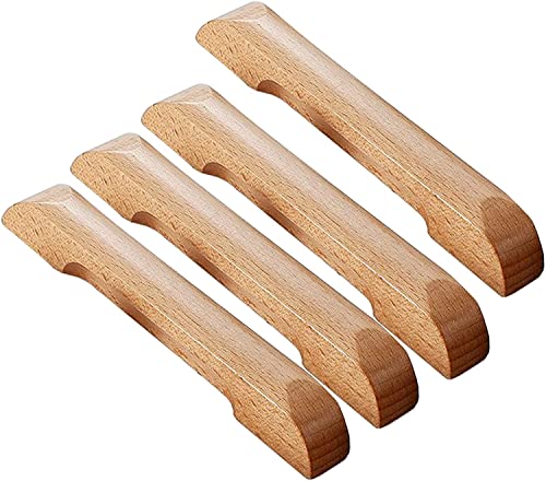dvnFWKc Holzschubladenknöpfe ziehen Griffe, Holzgriffe, 4 Stück, for Kleiderschrank, Schublade, bogenförmiger Holzgriff mit Schrauben von dvnFWKc