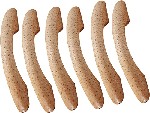 dvnFWKc Holzschubladenknöpfe ziehen Griffe, Holzgriffe, 6 Stück, Kleiderschrankgriffe, bogenförmiger Griff, Schubladengriff aus Holz von dvnFWKc