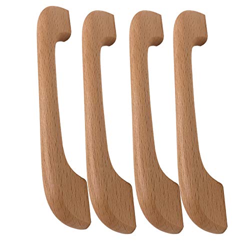 dvnFWKc Holzschubladenknöpfe ziehen Griffe, Holzgriffe, Schubladengriffe, 4 Stück, Kleiderschrankgriffknauf mit Befestigungsschrauben von dvnFWKc