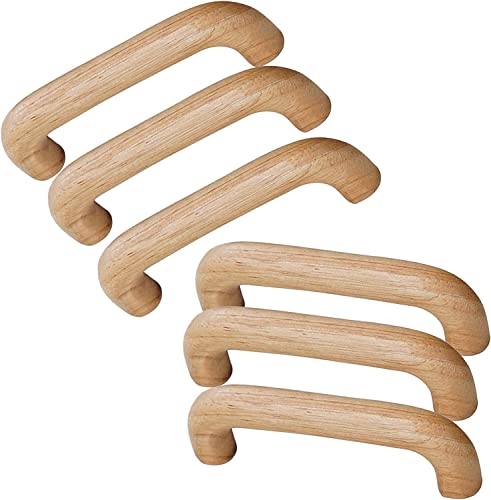 dvnFWKc Holzschubladenknöpfe ziehen Griffe, Holzgriffe, Schubladengriffe, 6 Stück, Holz-Garderobengriffe, bogenförmiger Holzgriff von dvnFWKc