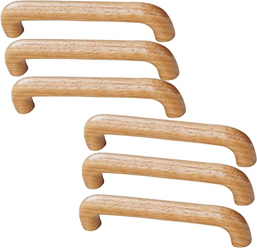 dvnFWKc Holzschubladenknöpfe ziehen Griffe, Holzgriffe, Schubladengriffe, 6 Stück, Holz-Garderobengriffe, bogenförmiger Holzgriff von dvnFWKc