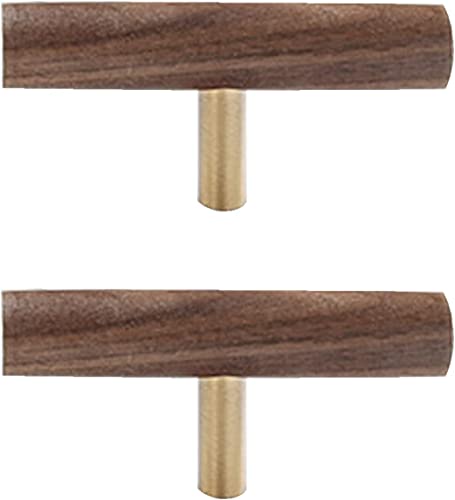 dvnFWKc Holzschubladenknöpfe ziehen Griffe, Holzgriffe ziehen, Schubladengriff, 2 Stück Ziehknöpfe T-Stange Nussbaum Schrankgriffe von dvnFWKc