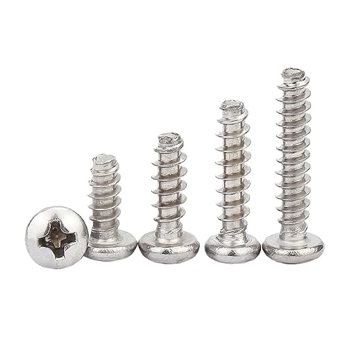 dvnFWKc Schraubenklassifizierung, 20/100X 304 Edelstahl Kreuzschlitz Phillips Pan Round Head Flat End Selbstschneidende Schraube M1,2 M1,6 M2 M2,6 M3 M4(12mm,20pcs M5) von dvnFWKc