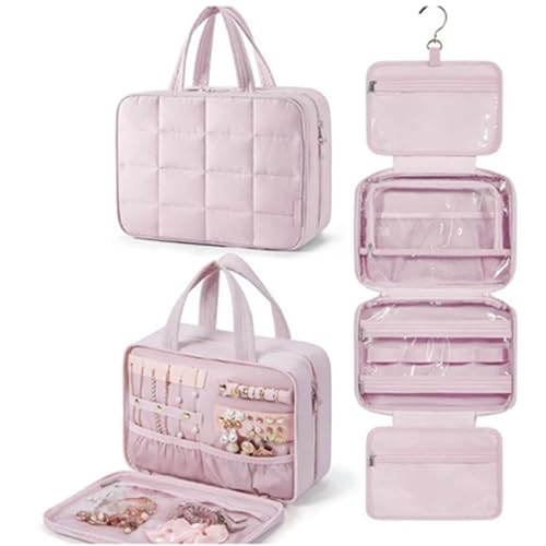 dwxnauixl Hängende Toilettenartikel für Damen, großes Fassungsvermögen, für Reisen mit Fächern, kompakt und praktisch für unterwegs und am Strand, Rosa, 28 * 12 * 20CM dwxnauixl Hängende Toilettenartikel für Damen, großes Fassungsvermögen, für Reisen mit Fächern, kompakt und praktisch für unterwegs und am Strand, Rosa, 28 * 12 * 20CM von dwxnauixl