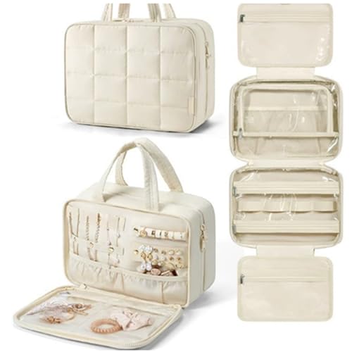 dwxnauixl Hängende Toilettenartikel für Damen, großes Fassungsvermögen, für Reisen mit Fächern, kompakt und praktisch für unterwegs und am Strand, cremefarben, 28 * 12 * 20CM dwxnauixl Hängende Toilettenartikel für Damen, großes Fassungsvermögen, für Reisen mit Fächern, kompakt und praktisch für unterwegs und am Strand, cremefarben, 28 * 12 * 20CM von dwxnauixl