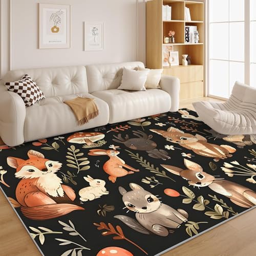 Botanisch Blumen Teppich 120 x 170 cm Waschbarer Botanik Blumen Rutschfester für Esszimmer - Grüner Dschungel Carpet für Kinderzimmer, Küche, Büro, Schlafzimmer Wohnzimmer Kurzflor - G172 von dyausi
