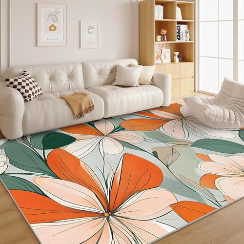 Dschungel Teppich Blumen Wohnzimmer - Retro-Muster Weiche Kurzflor Carpet für Schlafzimmer, Kinderzimmer, Küche 140x200 cm - G135 von dyausi