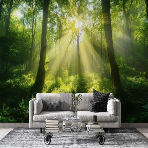 Fototapete Sonniger Wald Selbstklebende Tapete Dschungel-Blumen Wandtapete Deko Seidenstoff, Vlies 3D Effekt - Abziehen & Aufkleben - 150x105cm - Grün L30 Fototapete Sonniger Wald Selbstklebende Tapete Dschungel-Blumen Wandtapete Deko Seidenstoff, Vlies 3D Effekt - Abziehen & Aufkleben - 150x105cm - Grün L30 von dyausi