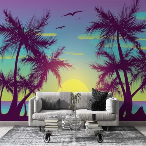 Tapete Abstrakt Fototapete Sommer-Meer mit Palmen Bäume Wandtapete Deko für Wohnzimmer Schlafzimmer, Abziehen & Aufkleben, Vlies 3D Effekt - 350x256cm - Blau/Grün L48 Tapete Abstrakt Fototapete Sommer-Meer mit Palmen Bäume Wandtapete Deko für Wohnzimmer Schlafzimmer, Abziehen & Aufkleben, Vlies 3D Effekt - 350x256cm - Blau/Grün L48 von dyausi