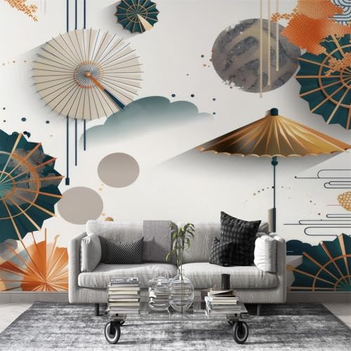 Tapete Japanischer Stil Fototapete Abstrakter Retro-Regenschirm Wandtapete Deko für Wohnzimmer Schlafzimmer, Abziehen & Aufkleben, Vlies 3D Effekt - 300x210cm - Bunt L36 Tapete Japanischer Stil Fototapete Abstrakter Retro-Regenschirm Wandtapete Deko für Wohnzimmer Schlafzimmer, Abziehen & Aufkleben, Vlies 3D Effekt - 300x210cm - Bunt L36 von dyausi