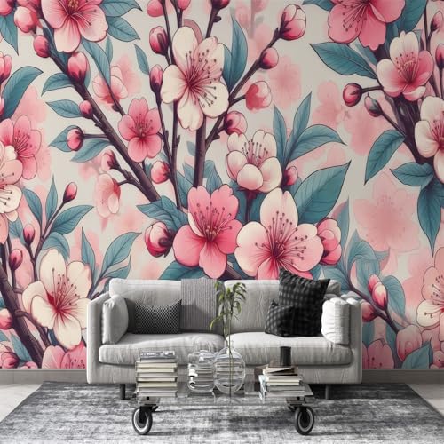 Tapete Naturpflanzen Fototapete Pfirsichblüten-Blumen Wandtapete Deko für Wohnzimmer Schlafzimmer, Abziehen & Aufkleben, Vlies 3D Effekt - 350x256cm - Rosa Blätter L10 Tapete Naturpflanzen Fototapete Pfirsichblüten-Blumen Wandtapete Deko für Wohnzimmer Schlafzimmer, Abziehen & Aufkleben, Vlies 3D Effekt - 350x256cm - Rosa Blätter L10 von dyausi