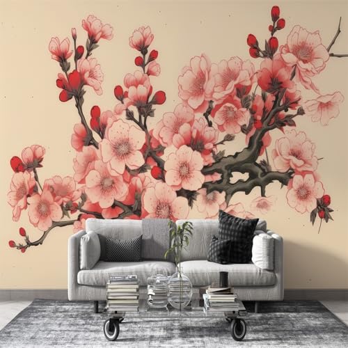 Tapete Retro-Kirschblüten Fototapete Ast-Druck Wandtapete Deko für Wohnzimmer Schlafzimmer, Abziehen & Aufkleben, Vlies 3D Effekt - 350x256cm - Rosa L24 Tapete Retro-Kirschblüten Fototapete Ast-Druck Wandtapete Deko für Wohnzimmer Schlafzimmer, Abziehen & Aufkleben, Vlies 3D Effekt - 350x256cm - Rosa L24 von dyausi