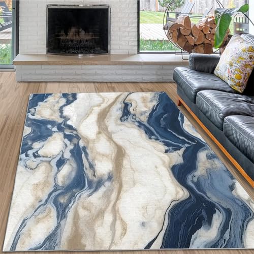 Weiche, luxuriöse Mikrofaser Teppich Wohnzimmer 160x230, Waschbare Teppiche Groß rutschfest, Modernes abstraktes Design, Kurzflor Teppich für Kinderzimmer, Schlafzimmer, Esszimmer, Arbeitszimmer von dyausi
