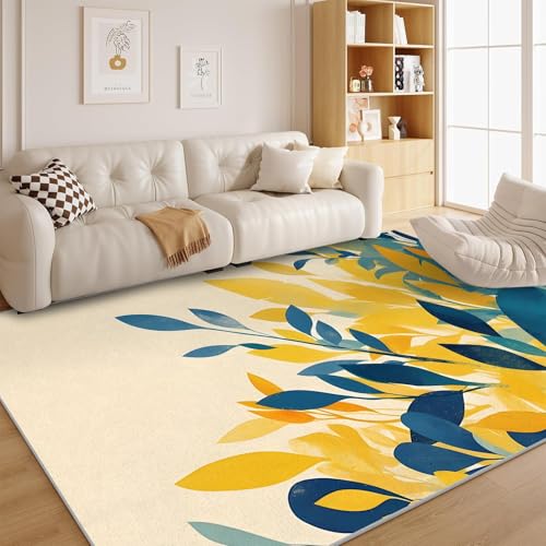 dyausi Abstrakt Teppich Wohnzimmer Botanik Waschbar rutschfest - Bauernhaus Blumen Carpet Weiche Kurzflor Teppich für Schlafzimmer, Wohnzimmer, Kinderzimmer, Küche 80x150 cm - G141 von dyausi