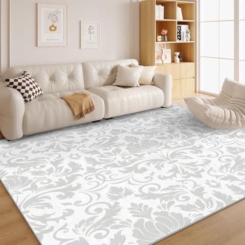 dyausi Abstrakt Teppich Wohnzimmer Grau Kurzflor - Bauernhaus Blumen Carpet für Kinderzimmer, Schlafzimmer, Esszimmer, Arbeitszimmer Waschbare Groß rutschfest, Küche, 160x230 - G130 von dyausi