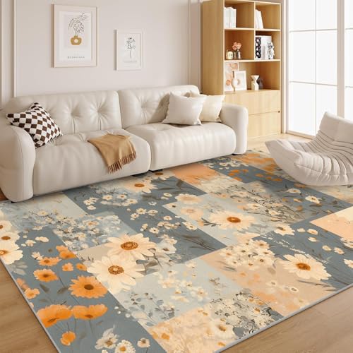 dyausi Bauernhaus-Blumen Teppich 80x150 cm Kleiner Bauernhaus Blumen Waschbar rutschfest - Pflanzen Carpet Weiche Kurzflor für Schlafzimmer, Wohnzimmer, Kinderzimmer, Küche - G197 dyausi Bauernhaus-Blumen Teppich 80x150 cm Kleiner Bauernhaus Blumen Waschbar rutschfest - Pflanzen Carpet Weiche Kurzflor für Schlafzimmer, Wohnzimmer, Kinderzimmer, Küche - G197 von dyausi