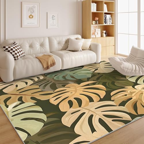 dyausi Bauernhaus-Blumen Teppich Bauernhausblumen Wohnzimmer - Monstera Carpet Waschbar für Eingang, Haustür, Türrahmen, Schlafzimmer in Waschmaschine 160x230 cm - G208 von dyausi