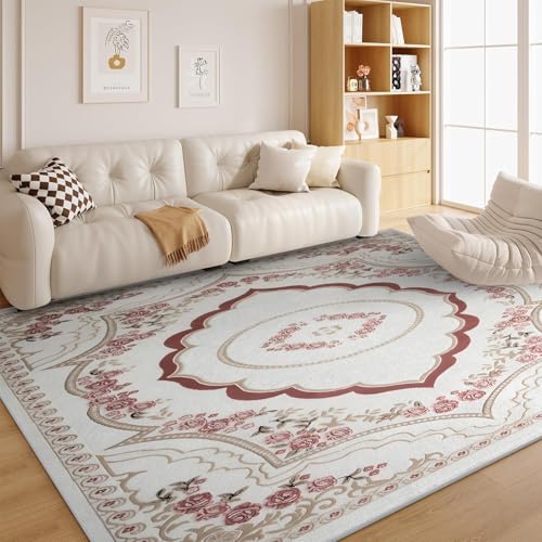 dyausi Blumen Teppich Retro Wohnzimmer - Abstrakt Vintage Weiche Kurzflor Carpet für Schlafzimmer, Kinderzimmer, Küche 140x200 cm G102 von dyausi