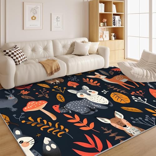 dyausi Blumenmuster Teppich Wohnzimmer Bohème Kurzflor - Tropische Blätter Carpet für Kinderzimmer, Schlafzimmer, Esszimmer, Arbeitszimmer Waschbare Groß rutschfest, Küche, 160x230 G166 von dyausi