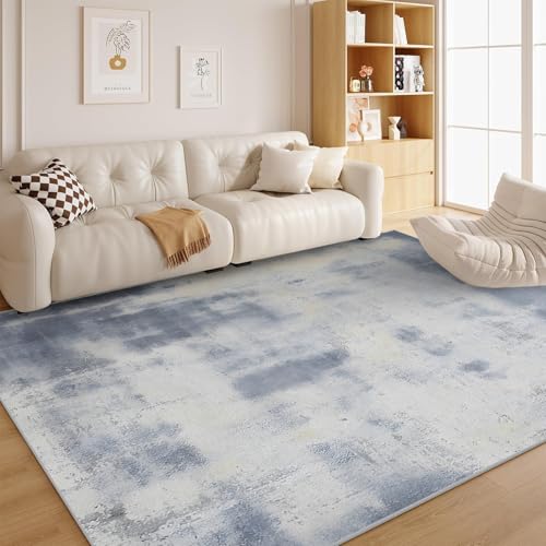dyausi Bohème Teppich 140x200 Blau Schlafzimmer rutschfest Waschbar in Waschmaschine - Abstrakt Blumen Carpet Kurzflor für Wohnzimmer, Esszimmer, Kinderzimmer - G126 von dyausi