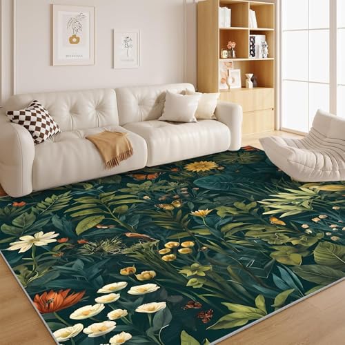 dyausi Bohème Teppich Wohnzimmer 160x230 Retro Abstrakt Kurzflor - Blätter Carpet für Kinderzimmer, Schlafzimmer, Esszimmer, Arbeitszimmer Waschbare Groß rutschfest, Küche - G159 dyausi Bohème Teppich Wohnzimmer 160x230 Retro Abstrakt Kurzflor - Blätter Carpet für Kinderzimmer, Schlafzimmer, Esszimmer, Arbeitszimmer Waschbare Groß rutschfest, Küche - G159 von dyausi