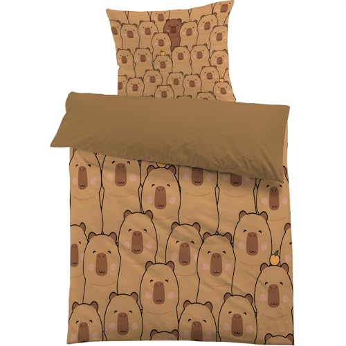 dyausi Capybara Bettwäsche 135x200 Braun, Niedlich Tier Bettbezug 2 teilig, Cartoon Capybara Wendebettwäsche Microfaser, Deckenbezug mit Reißverschluss und 1 Kissenbezug B97 dyausi Capybara Bettwäsche 135x200 Braun, Niedlich Tier Bettbezug 2 teilig, Cartoon Capybara Wendebettwäsche Microfaser, Deckenbezug mit Reißverschluss und 1 Kissenbezug B97 von dyausi
