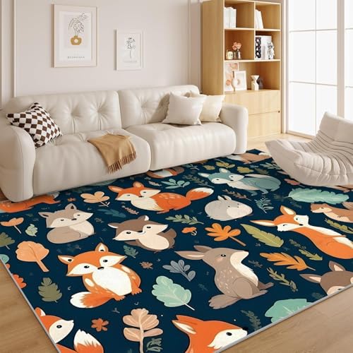 dyausi Fuchs Teppich Wohnzimmer Kaninchen Kurzflor - Bohème Carpet für Kinderzimmer, Schlafzimmer, Esszimmer, Arbeitszimmer Waschbare Groß rutschfest, Küche, 160x230 - G139 dyausi Fuchs Teppich Wohnzimmer Kaninchen Kurzflor - Bohème Carpet für Kinderzimmer, Schlafzimmer, Esszimmer, Arbeitszimmer Waschbare Groß rutschfest, Küche, 160x230 - G139 von dyausi