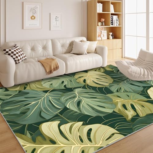dyausi Grüne Pflanzen Teppich Wohnzimmer 160x230 Tropische Pflanzen Kurzflor - Wald Carpet für Kinderzimmer, Schlafzimmer, Esszimmer, Arbeitszimmer Waschbare Groß rutschfest, Küche - G245 von dyausi