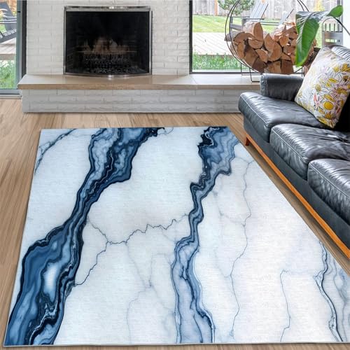 dyausi Marmor Wirbel Abstrakt Teppich 60x90 cm, Waschbarer Kurzflor Yogamatte Klein, Fußmatte Innen rutschfest für Eingang, Haustür, Türrahmen, Wohnzimmer, Schlafzimmer von dyausi