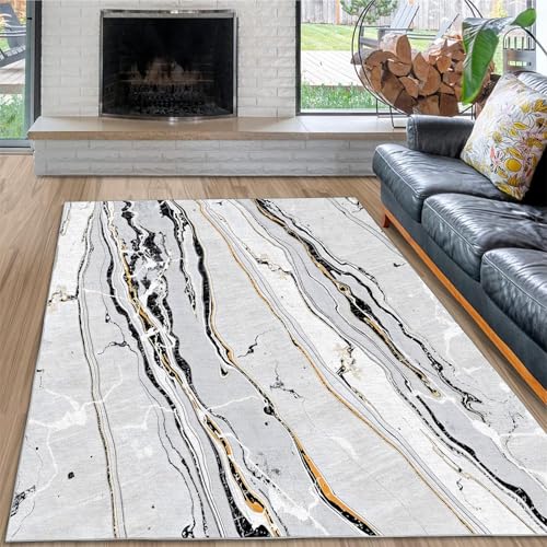 dyausi Marmortextur Teppich 60x90 cm, Waschbarer Kurzflor Gewellter Wirbel, abstrakt Klein, Fußmatte Innen rutschfest für Eingang, Haustür, Türrahmen, Wohnzimmer, Schlafzimmer von dyausi