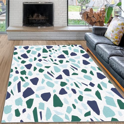 dyausi Modern Teppich 60x90 cm, Waschbarer Kurzflor Marmor-Tintenpapier-Textur Klein, Fußmatte Innen rutschfest für Eingang, Haustür, Türrahmen, Wohnzimmer, Schlafzimmer von dyausi