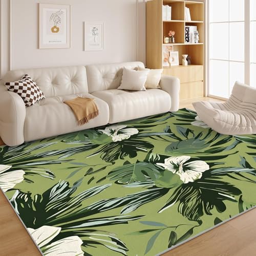 dyausi Monstera Teppich 120 x 170 cm Waschbarer Pflanzen Rutschfester für Esszimmer - Tropische Pflanzen Carpet für Kinderzimmer, Küche, Büro, Schlafzimmer Wohnzimmer Kurzflor - G231 von dyausi
