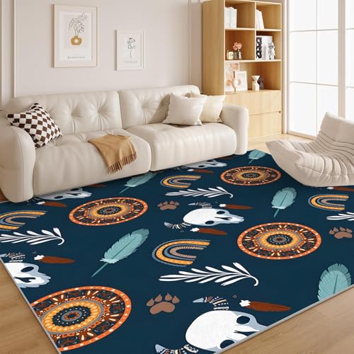 dyausi Punk-Stil Teppich Totenkopf-Regenbogen Wohnzimmer - Kinderfreundlich Carpet Waschbar für Eingang, Haustür, Türrahmen, Schlafzimmer in Waschmaschine 160x230 cm - G32 von dyausi
