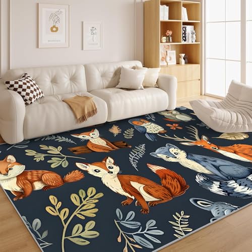 dyausi Retro Abstrakt Teppich Blumen Wohnzimmer - Retro-Dschungel Rutschfester Carpet für Esszimmer, Kinderzimmer, Büro, Schlafzimmer 100x200 cm - G170 von dyausi