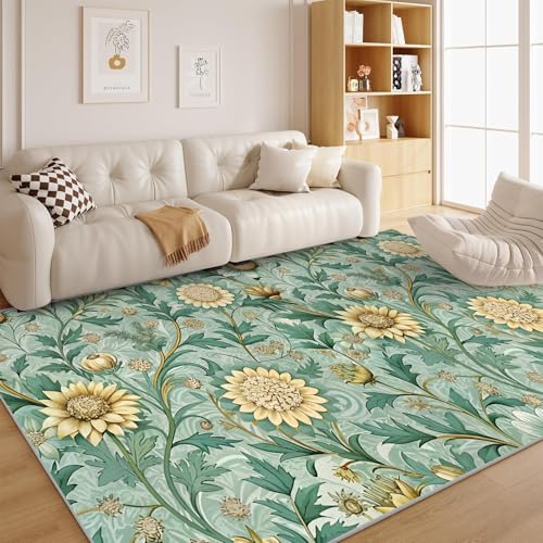 dyausi Retro-Muster Teppich Wohnzimmer Blumenmuster antirutsch Schlafzimmer Weicher Kurzflor - Grüne Pflanzen Carpet für Wohnzimmer, Kinderzimmer, Küche, Esszimmer 100x200 - G190 dyausi Retro-Muster Teppich Wohnzimmer Blumenmuster antirutsch Schlafzimmer Weicher Kurzflor - Grüne Pflanzen Carpet für Wohnzimmer, Kinderzimmer, Küche, Esszimmer 100x200 - G190 von dyausi
