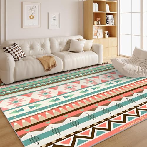 dyausi Südwestlich Teppich Wohnzimmer Retro Schlafzimmer rutschfest Waschbar in Waschmaschine - Indianer Carpet Kurzflor für Wohnzimmer, Esszimmer, Kinderzimmer 140x200 - G41 von dyausi