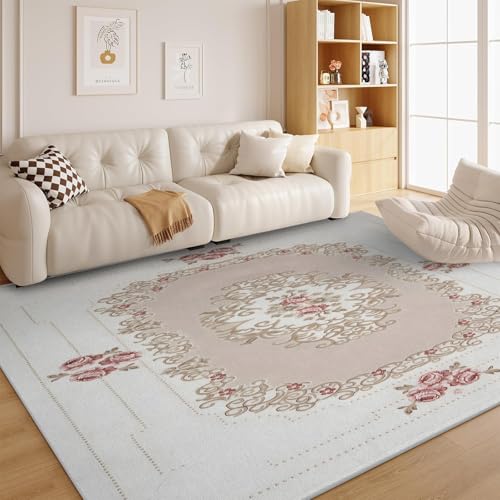 dyausi Vintage Teppich Wohnzimmer Landhaus Schlafzimmer rutschfest Waschbar in Waschmaschine - Vintage Abstrakt Carpet Kurzflor für Wohnzimmer, Esszimmer, Kinderzimmer 140x200 - G103 von dyausi