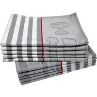 Dyckhoff Geschirrtuch "Gläser / Halbleinen" mit Gläser & Streifen Motiv, Maße je Tuch ca. 50x70 cm von dyckhoff