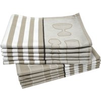 Dyckhoff Geschirrtuch "Gläser / Halbleinen" mit Gläser & Streifen Motiv, Maße je Tuch ca. 50x70 cm von dyckhoff